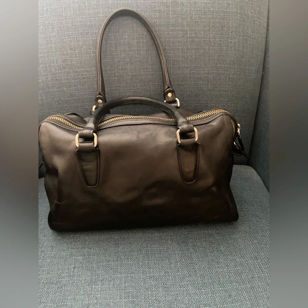 Coach Black Leather Handbag Satchel Silver Hardware - Picture 3 of 16